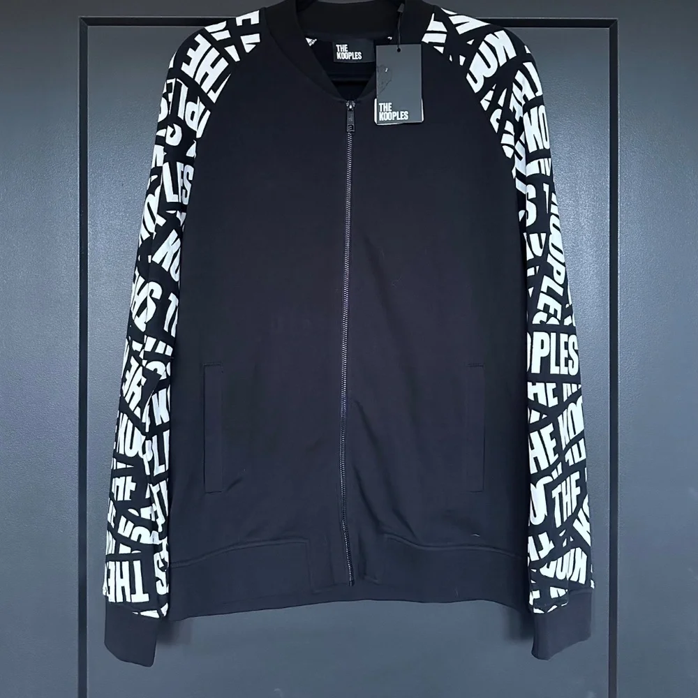 NWT | The Kooples | Long Sleeve Zip Front Bomber Jacket | Logo Tape Print - Picture 5 of 9